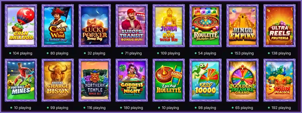 Woolbet casino game lobby showing slots roulette crash and other games